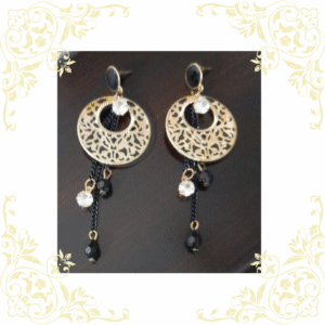Chain & round drop decor earrings